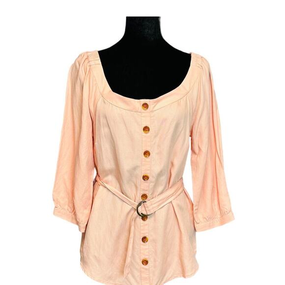 NWT Maeve by Anthropologie Peach off-the-shoulder blouse Size 6 - Picture 1 of 12
